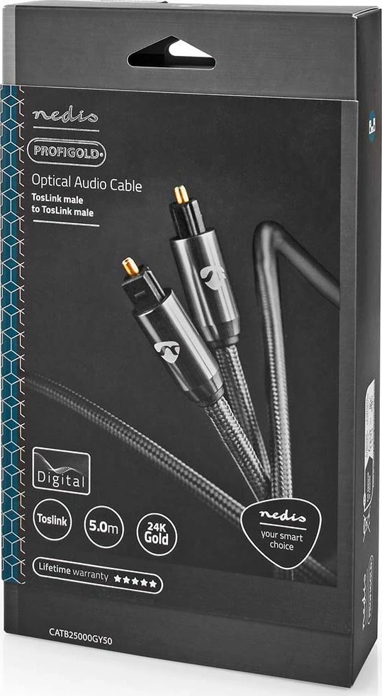 Kabelis Nedis Toslink - Toslink 5m pilka (CATB25000GY50)