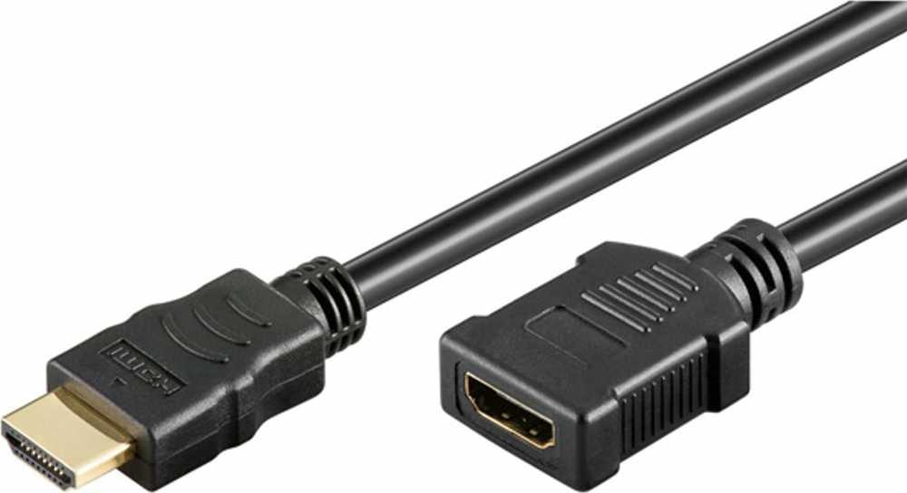 Neutralle HDMI M - HDMI F vaizdo kabelio prailginimas, HDMI 2.0 - Premium High Speed, 2m, paauksuotos jungtys, juodas, EOL