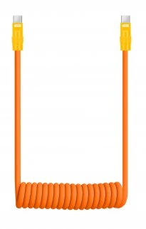 Kabelis - Newell USB-C į USB-C 100W 1.5m Silikoninė Spiralė Oranžinė-Geltona