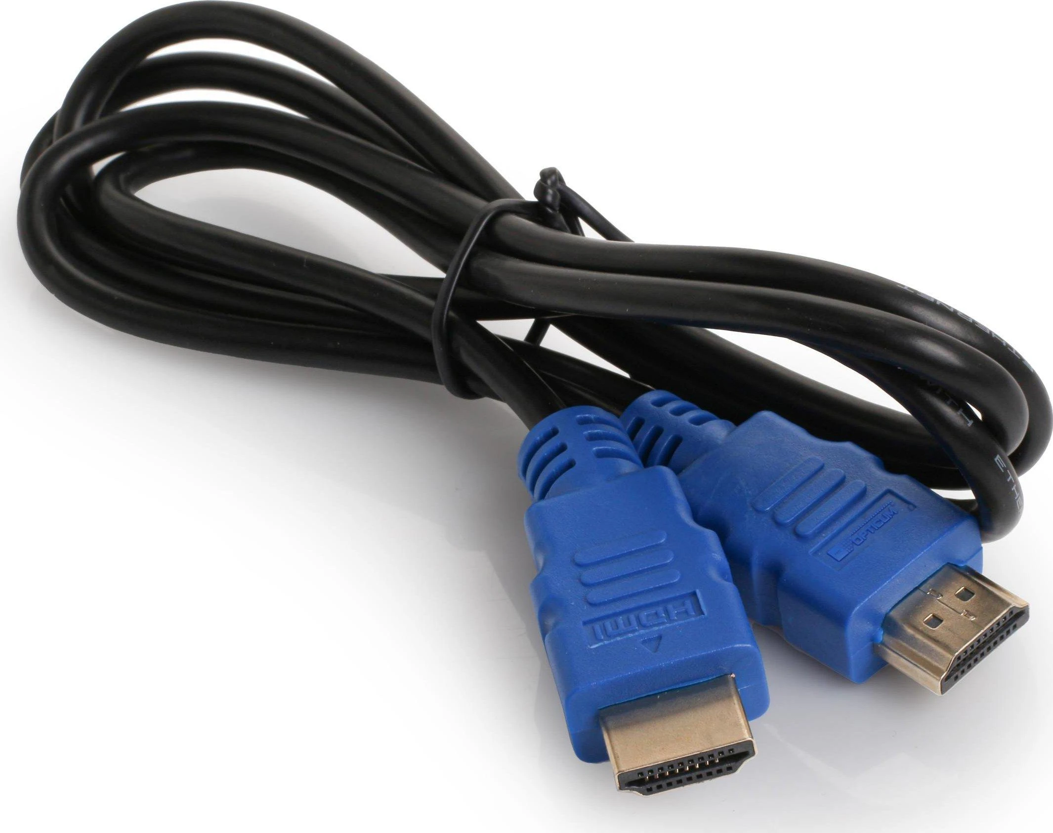 HDMI laidas su mėlynais antgaliais