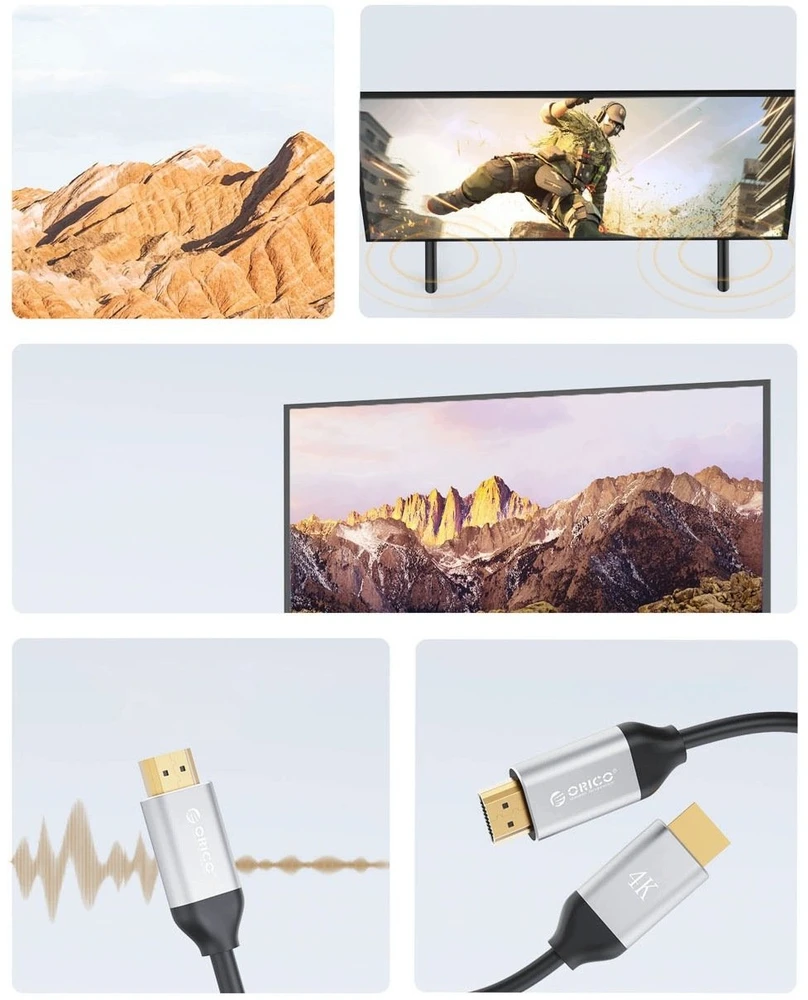 Orico H8Y1 HDMI 2.1 8K 60 Hz HDMI cable 1 m - juodas