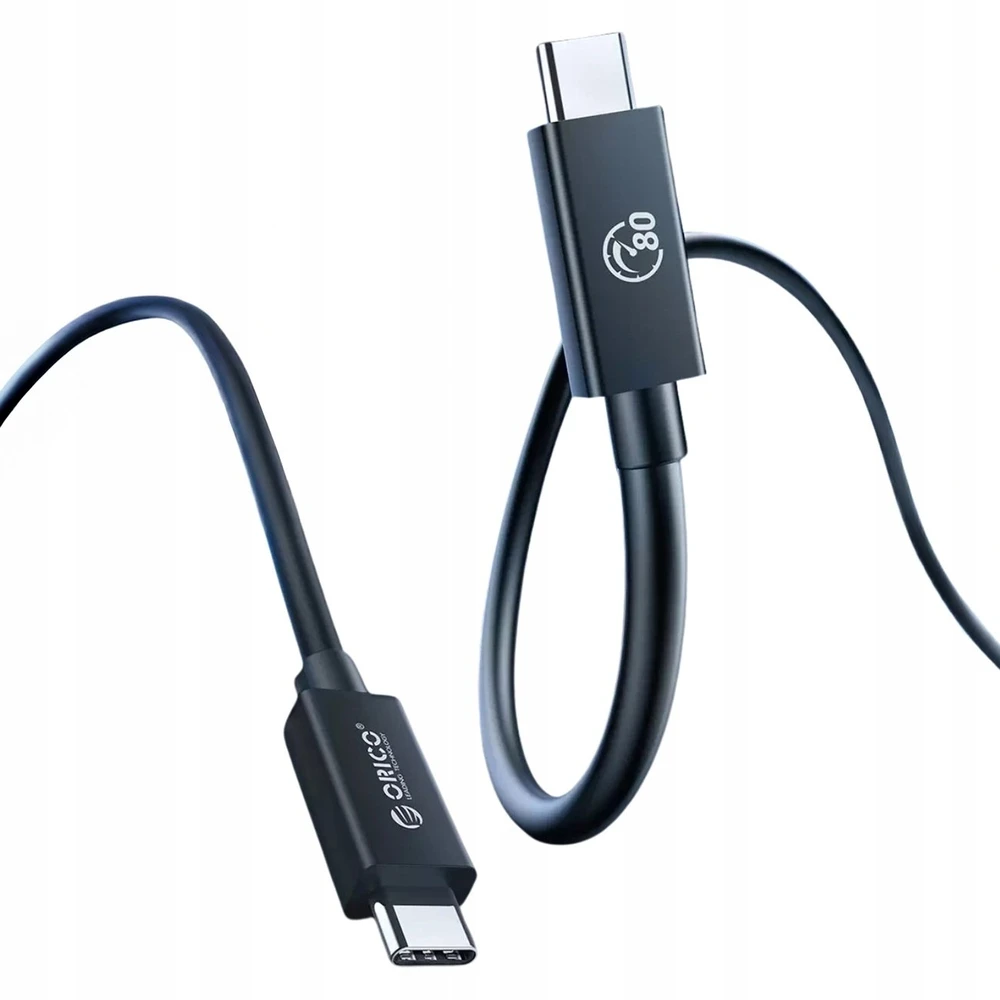Orico USB4 kabelis, suderinamas su „Thunderbolt 5“, 80 Gbps, 240 W, USB-C į USB-C, 2 m - Juodas