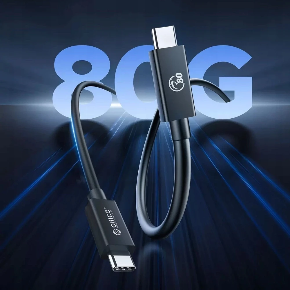 Kabelis Orico USB4 kompatybilny su Thunderbolt 5 80Gbps 240W USB-C do USB-C 1,5m - juoda
