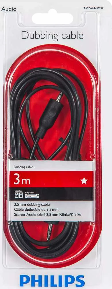 Kabelis Philips Jack 3.5mm – Jack 3.5mm 3m juoda (SWA2533W/10)
