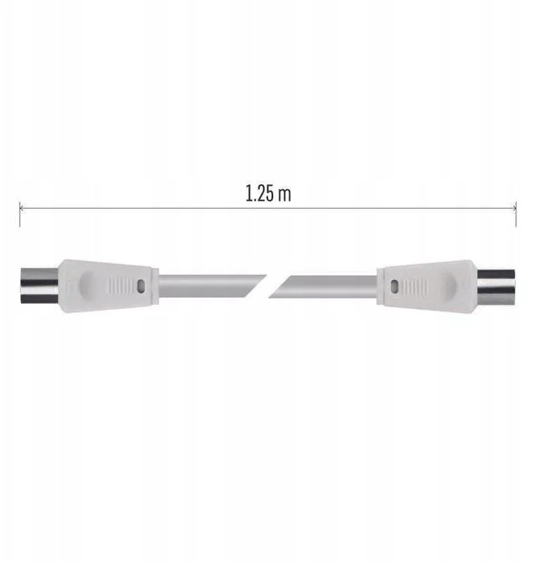 Kabelis TV antenai RF, 1.25m, kištukas - lizdas, baltas EMOS