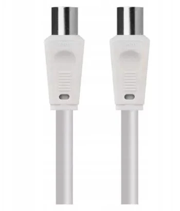 Kabelis TV antenai RF, 1.25m, kištukas - lizdas, baltas EMOS