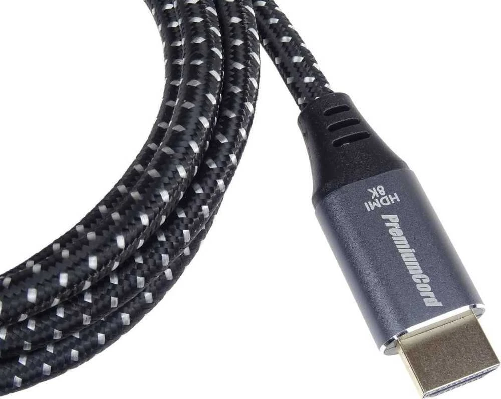 PremiumCord HDMI 2.1 laidas su pintos tekstūros paviršiumi