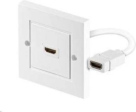 HDMI sieninis lizdas su jungtimi, baltas