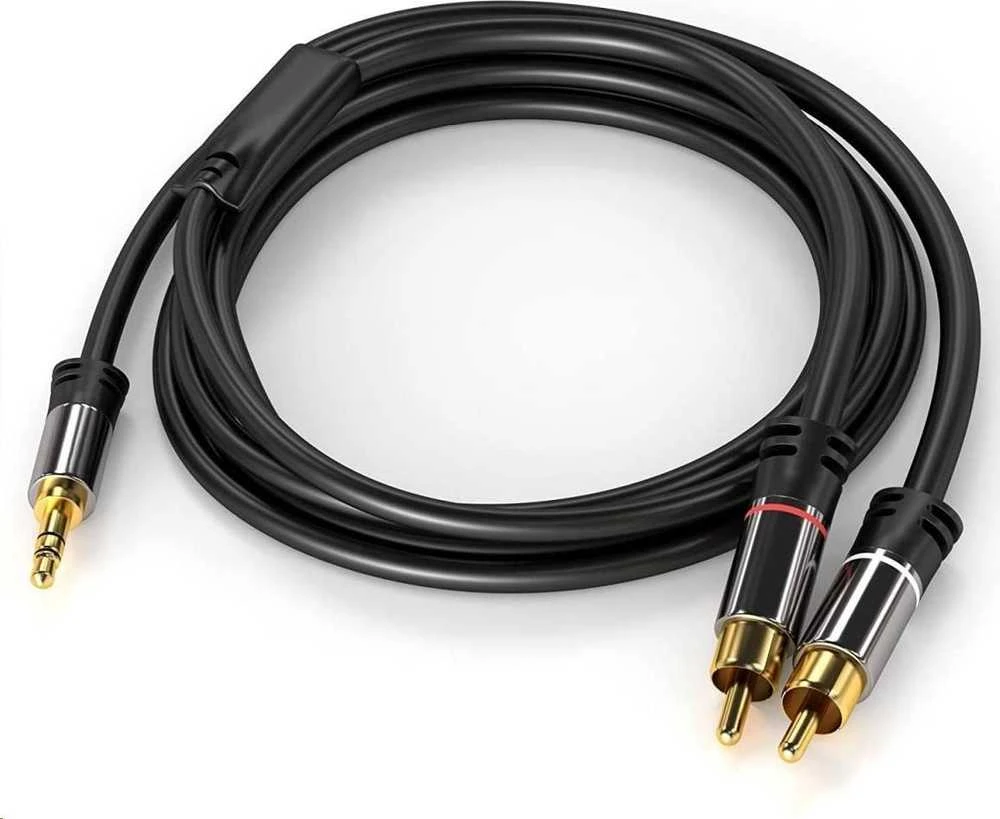 3.5 mm į 2x RCA garso kabelis