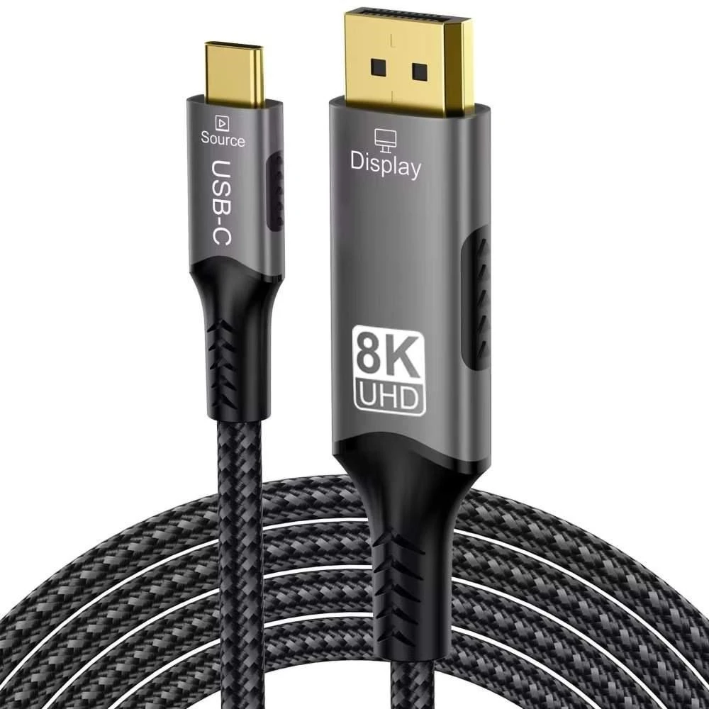 „PremiumCord“ USB-C į „DisplayPort DP1.4“ laidas, 8K@60Hz ir 4k@120Hz, 2 m