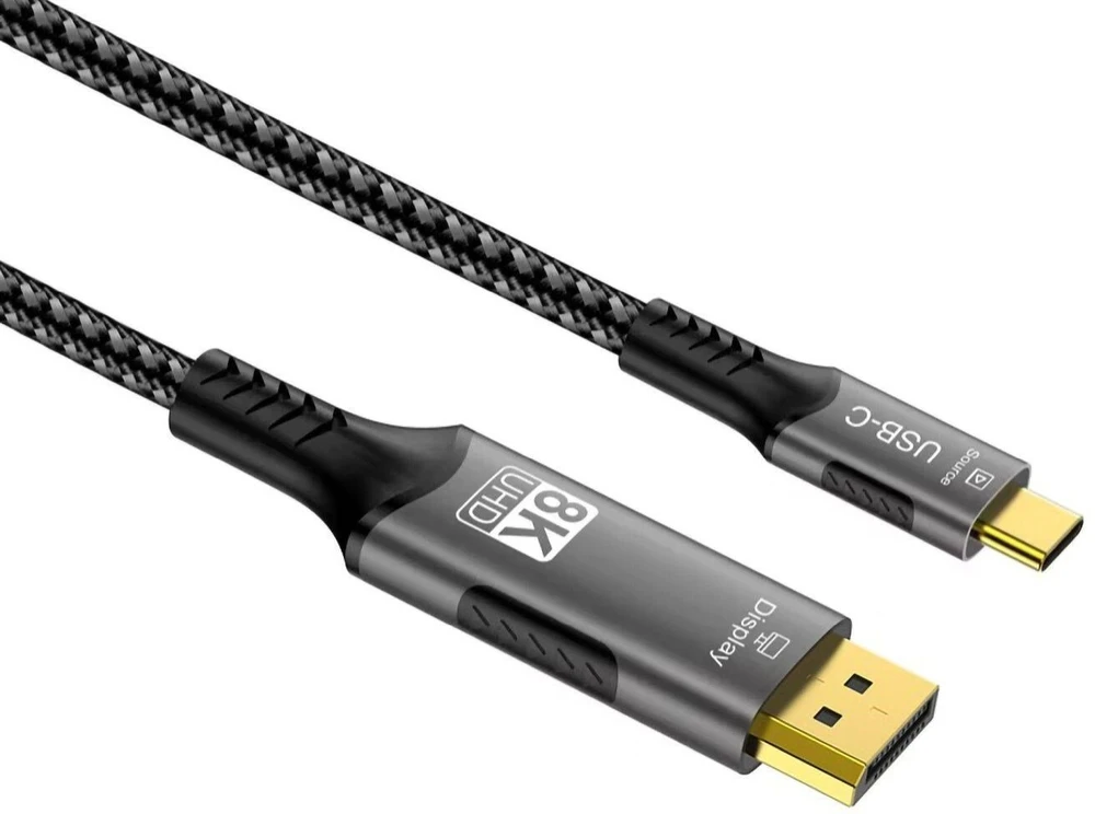 „PremiumCord“ USB-C į „DisplayPort DP1.4“ laidas, 8K@60Hz ir 4k@120Hz, 2 m
