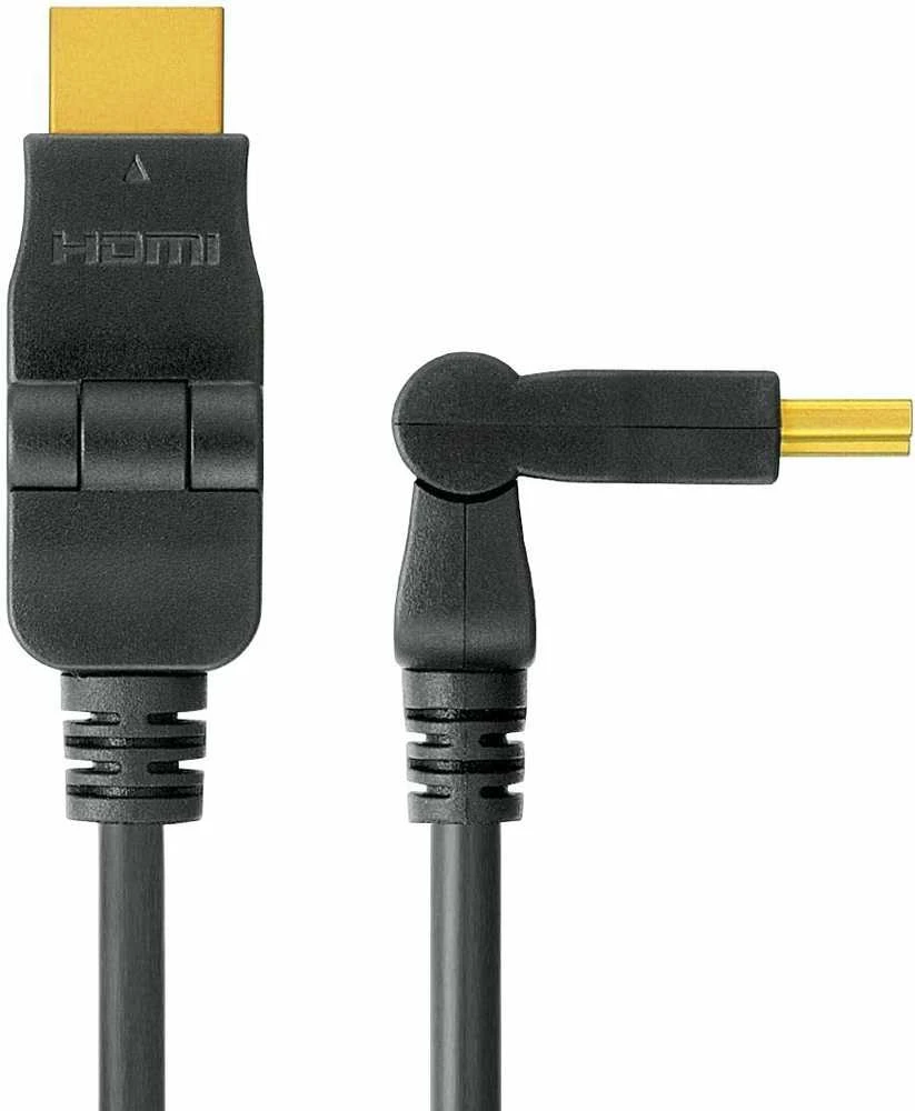 HDMI laidas su lankstoma kampine jungtimi