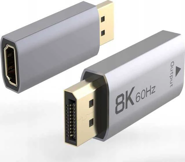 PremiumCord DisplayPort į HDMI adapteris, 8K@60Hz, 4K@144Hz vyriškas/moteris, auksiniu dengtos jungtys