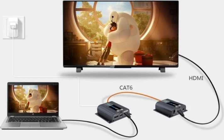 PremiumCord HDMI ilgintuvas iki 50 m per vieną Cat6/6a/7 laidą, EDID nustatymas