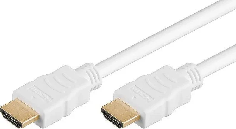 Baltas HDMI laidas su paauksuotomis jungtimis