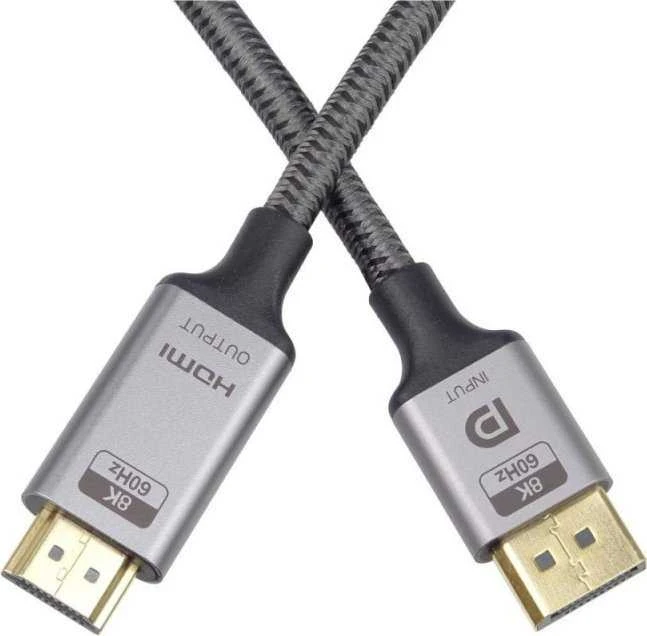 „PremiumCord“ laidas „DisplayPort 1.4“ į HDMI2.1, skirtas raiškai 8K@60Hz, 4K@144Hz, 2m