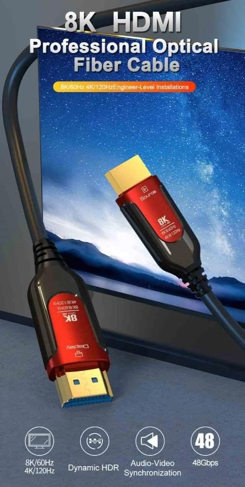PremiumCord HDMI 2.1 optinis kabelis su 8K jungtimis