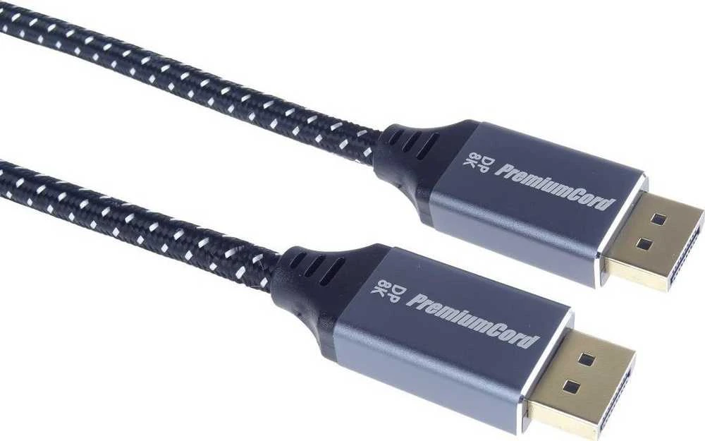 DisplayPort 1.4 laidas su pintos tekstūros kabeliu