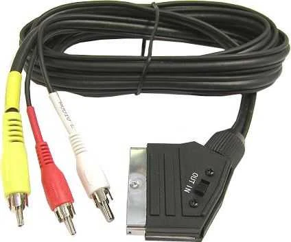 SCART į 3x RCA kabelis su perjungikliu