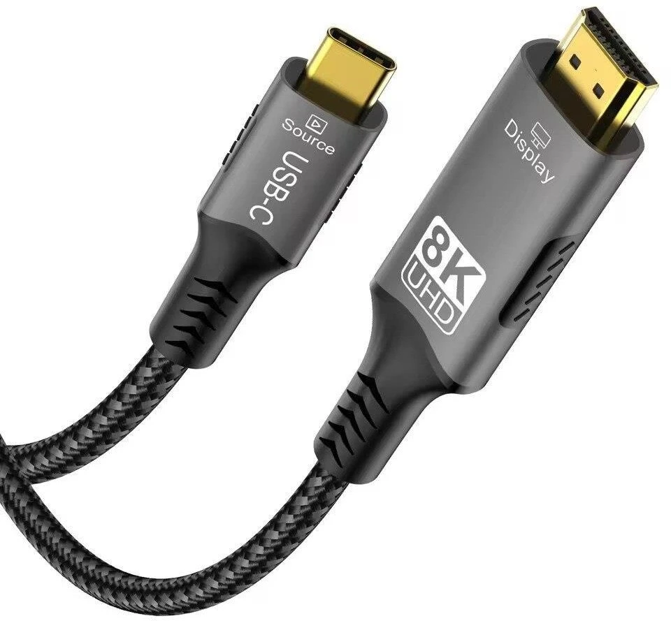 USB kabelis PremiumCord USB-C į HDMI kabelis 2m Vaizdo raiška 8K@60Hz, 4K@144Hz Aliuminis