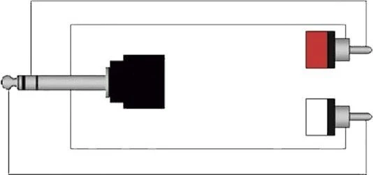 Procab kabelio jungčių schema (6.3mm į 2x RCA)