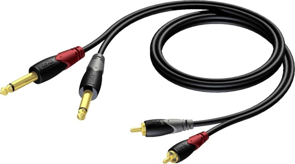 Kabelis Procab lizdas 6,3 mm x2 – RCA (Cinch) x2 3 m juoda (CLA631/3)