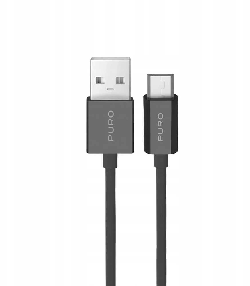 Puro 12W TPE USB-A - microUSB 2m kabelis - juodos spalvos