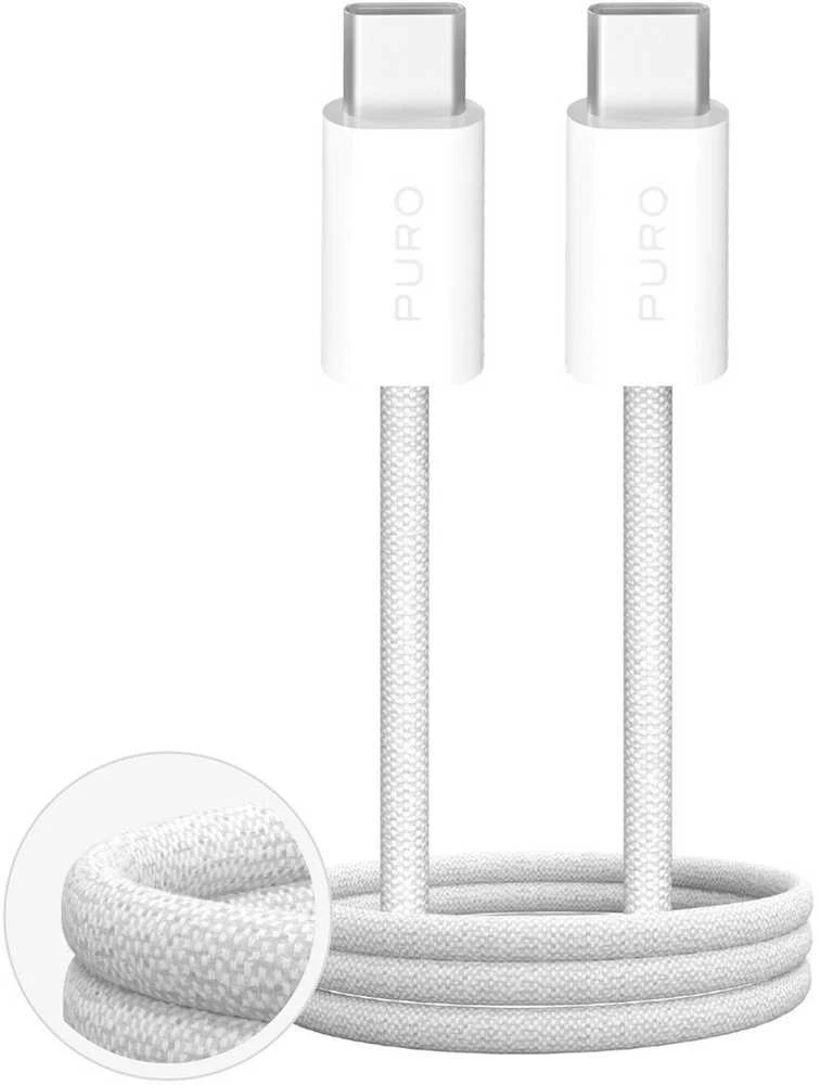 Puro Fabrik 4 60W Braided Kabelis USB-C - USB-C 2m - baltos spalvos