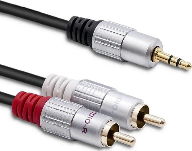 QOLTEC 52341 Kabelis 2xRCA Mini Jack 3,5mm vyriškas 2m Juodas