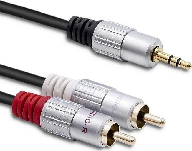 QOLTEC 52340 Kabelis 2xRCA Mini Jack 3,5mm vyriškas 2m Juodas