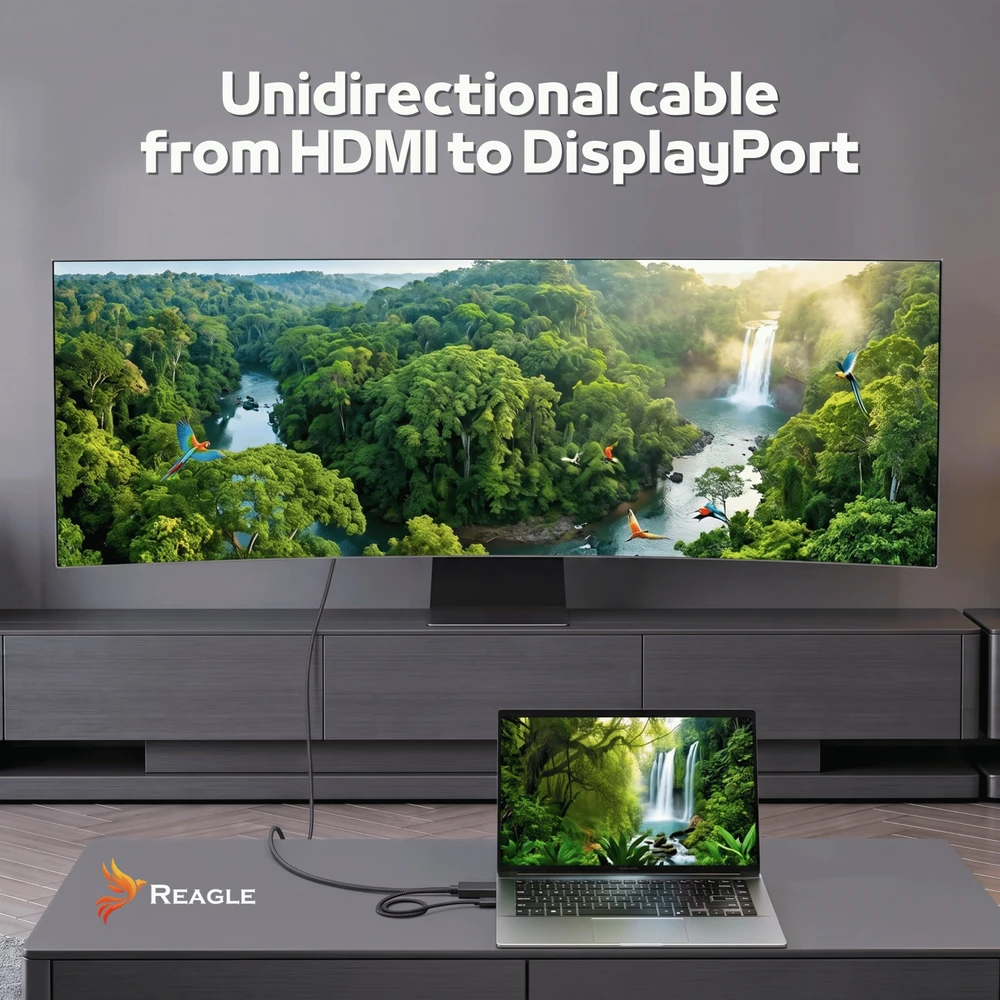 Kabelis Reagle DisplayPort - HDMI + USB-A 1,8 m juodas