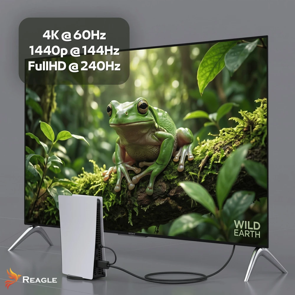 Kabelis Reagle DisplayPort - HDMI + USB-A 1,8 m juodas