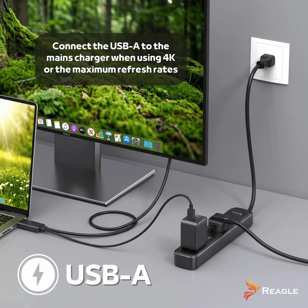 Kabelis Reagle DisplayPort - HDMI + USB-A 1,8 m juodas