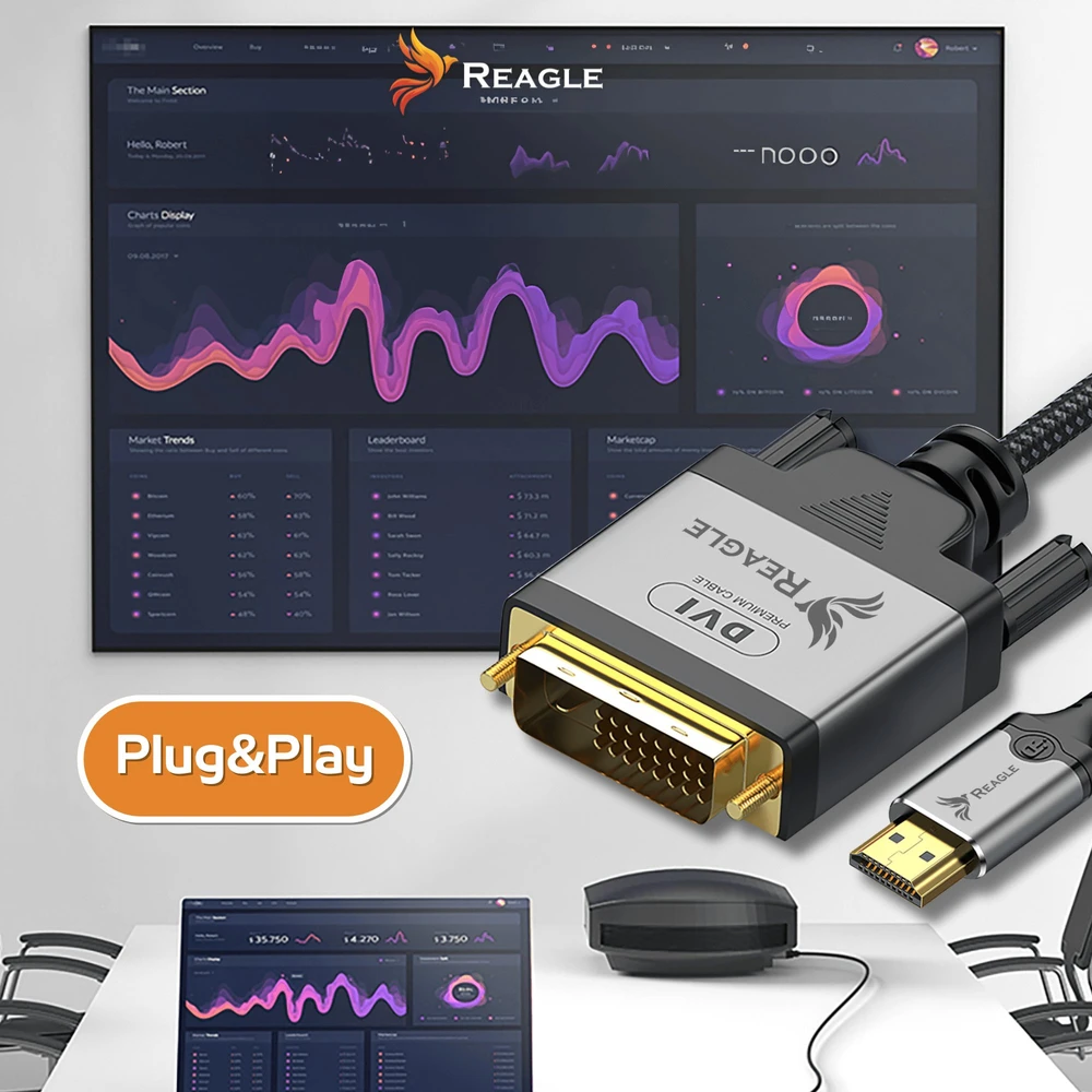 Kabelis Reagle HDMI - DVI-D 1.5m sidabrinė (RHDV150P)