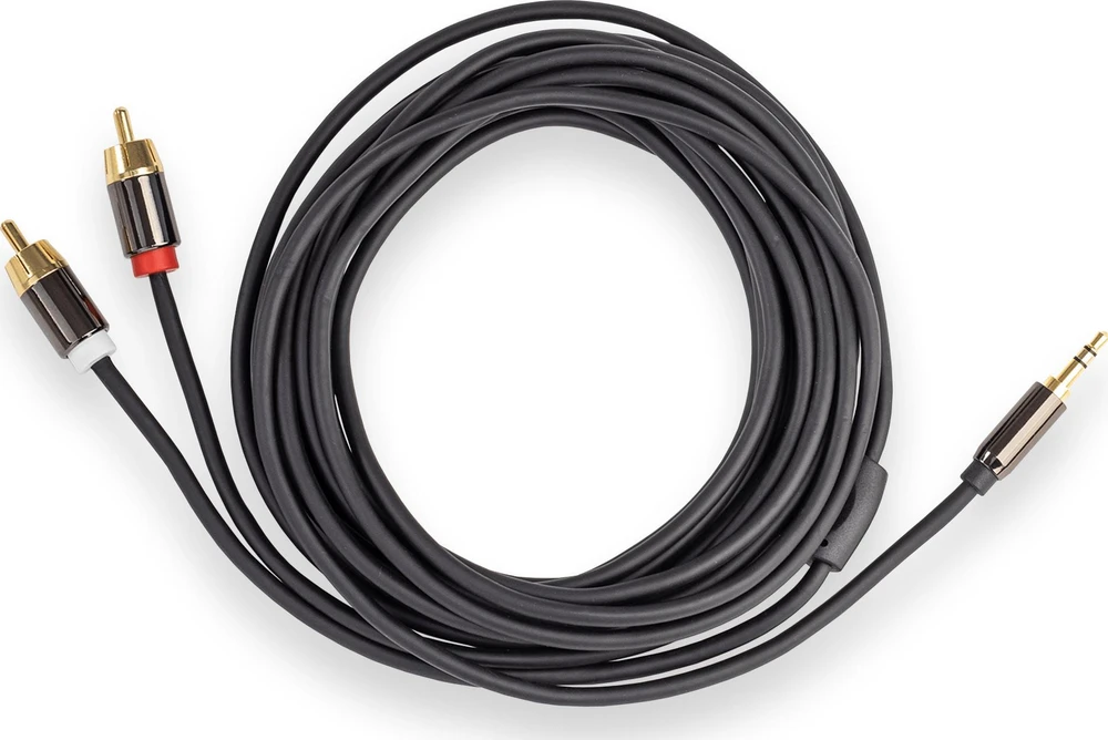 Kabelis Reagle Jack 3.5mm - RCA (Cinch) x2 2m juodas (RAJR200S)