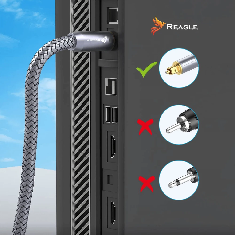 Kabelis Reagle Toslink - Toslink 5 m pilkas