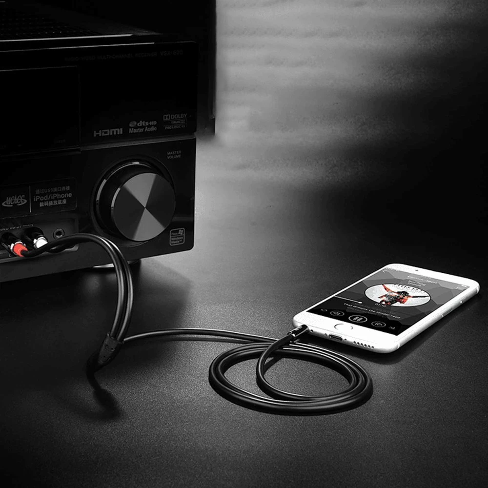 Aux kabelis, mini lizdas 3,5 mm, 2 RCA, RCA, stereo, 1,5 m, e398, 1 vnt.