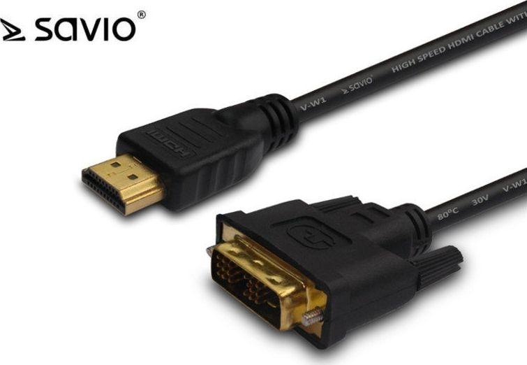 Savio CL-139 video cable adapter 1.8 m DVI-A HDMI Type A (Standard) Juodas