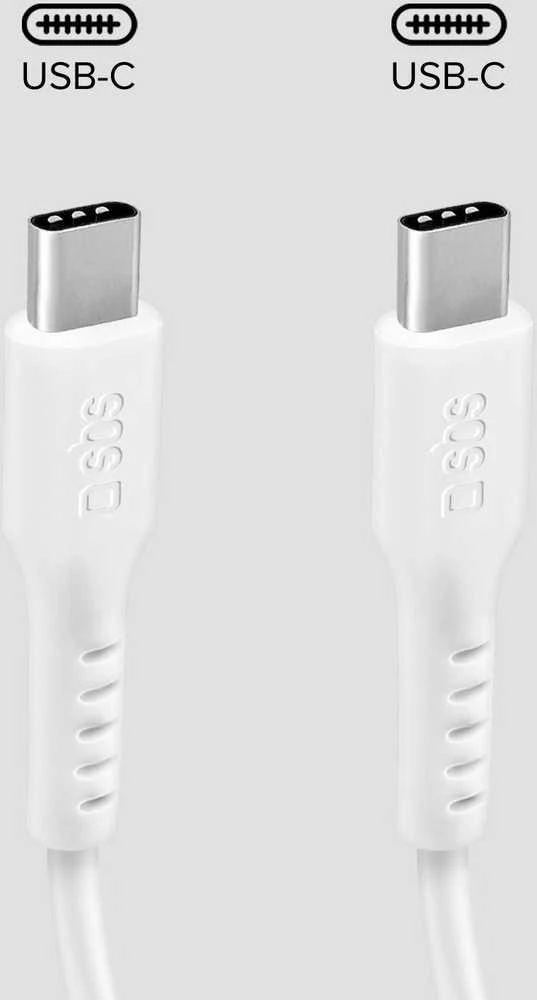 SBS TECABLETCC10W USB-C kabelis – USB-C Power Delivery 25W 1 m – baltos spalvos