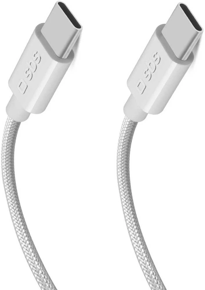 SBS TECABLETISSUETCC2G kabelis 2 x USB-C 2m 60W with Power Delivery – pilkos spalvos