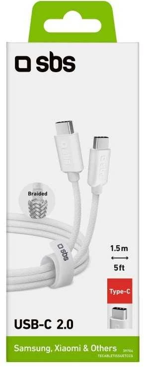SBS TECABLETISSUETCCG USB-C – USB-C 1.5m 60W pintas kabelis – pilkos spalvos