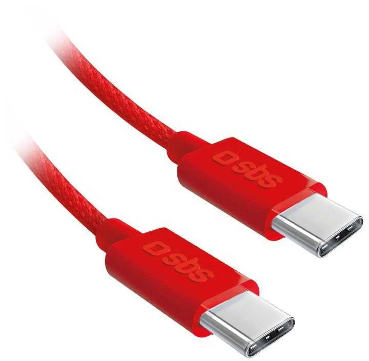 SBS TECABLETISSUETCCR USB-C – USB-C 1.5m 60W pintas kabelis – raudonos spalvos