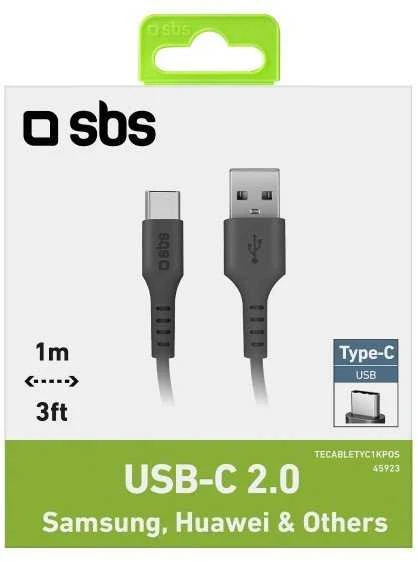 SBS TECABLETYC1KPOS USB-A – USB-C kabelis 1m – juodos spalvos