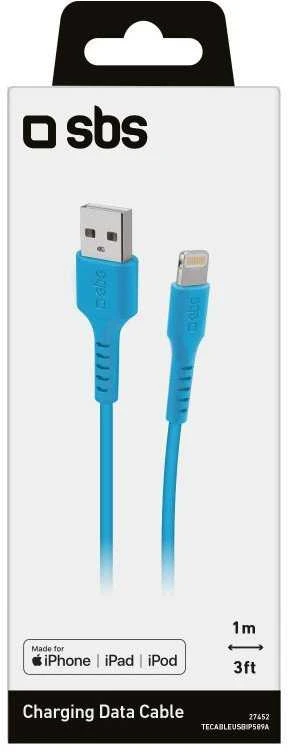 SBS TECABLEUSBIP589A USB-A – Lightning kabelis – mėlynos spalvos