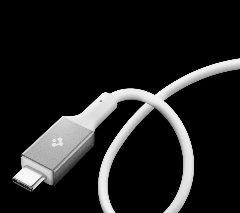 „Spigen Essential USB C“ – USB C 100 W audinio kabelis, baltas EB10015CC