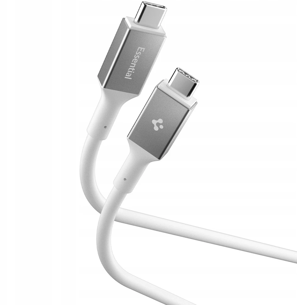 „Spigen Essential USB C“ – USB C 100 W audinio kabelis, baltas EB10015CC