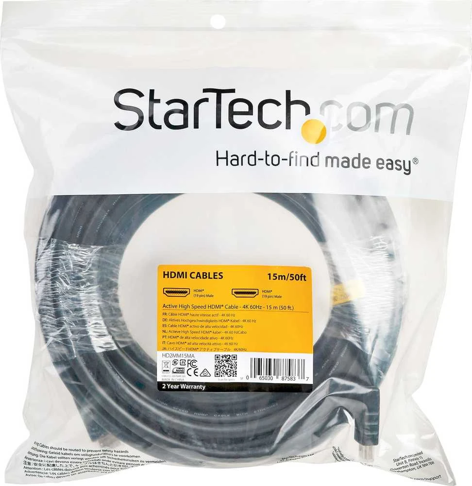 Kabelis StarTech HDMI - HDMI 15m juoda (HD2MM15MA)