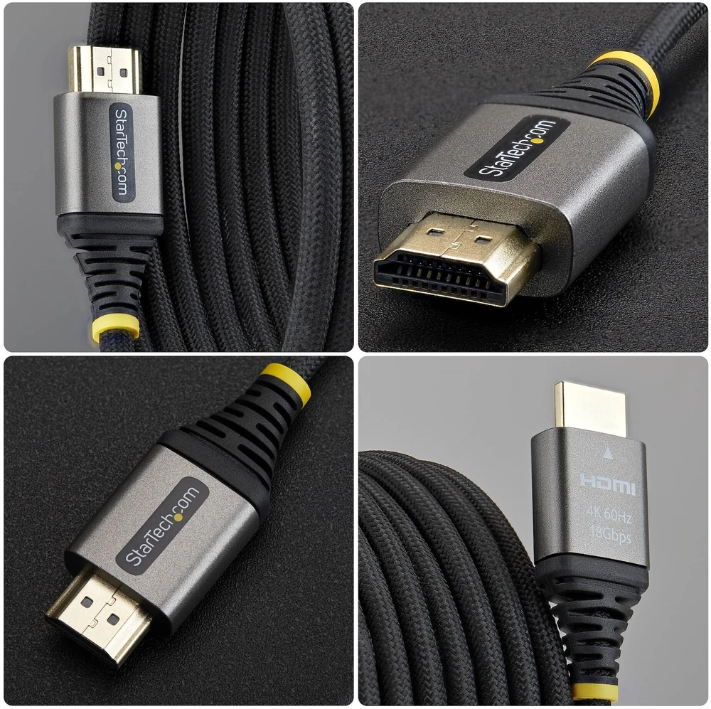 Kabelis StarTech HDMI HDMI Typu A (Standard) Juodas, Sidabrinė (HDMI2-FLEX-4K60-1M)