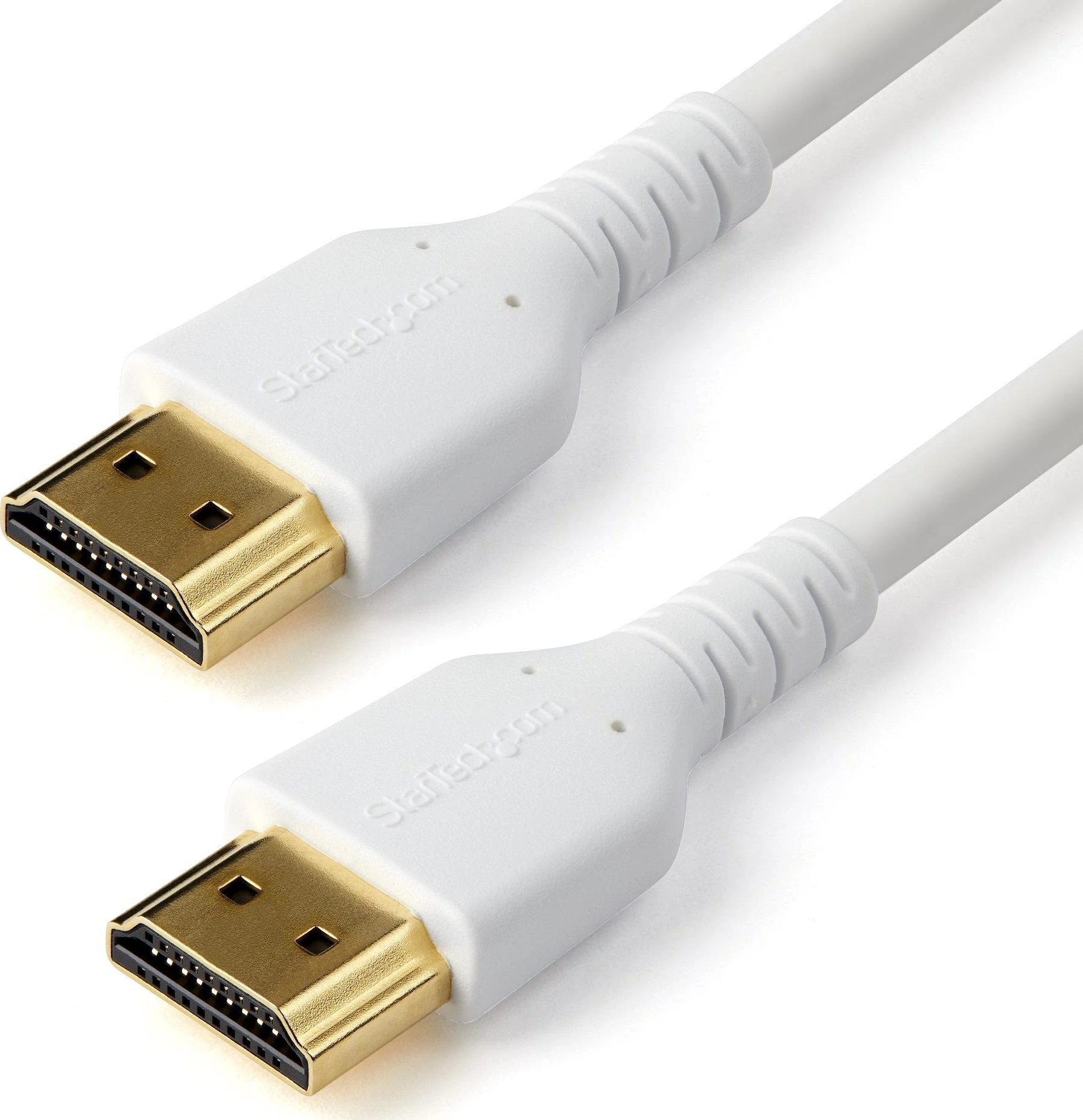 Baltas HDMI laidas su auksuotomis jungtimis