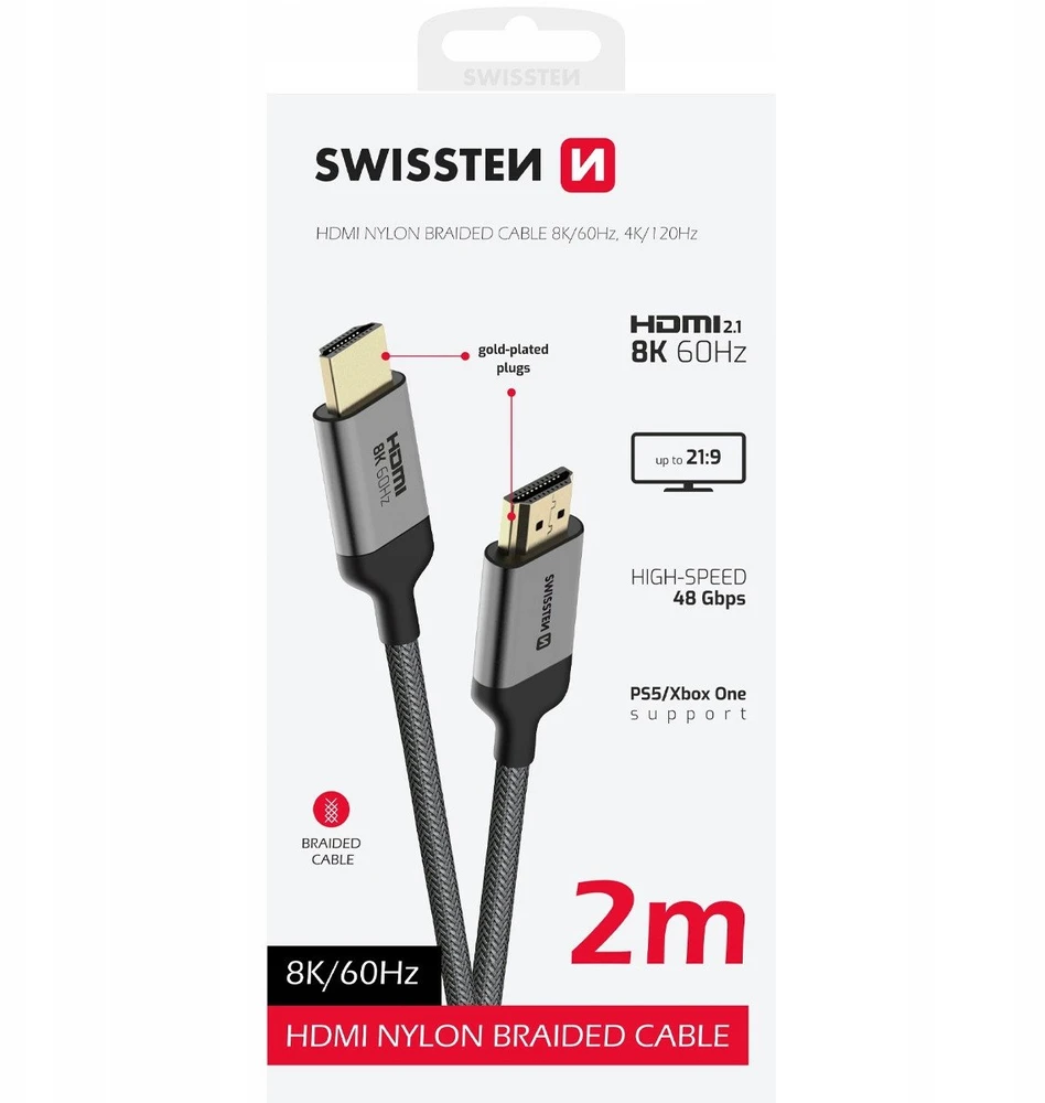 Swissten HDMI į HDMI 8K kabelis 2m